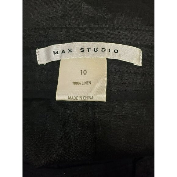 Max Studio Black Linen Skirt With Button Accents, Short, Women's Size 10 - Picture 4 of 5